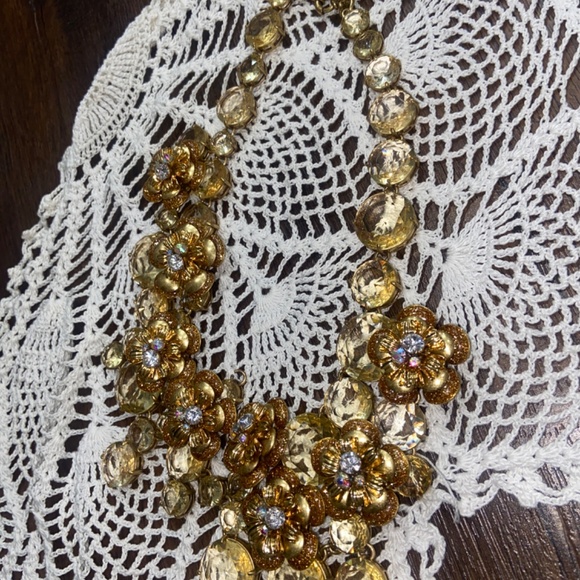 J.Crew midnight floral Statement necklace CRYSTALS RHINESTONES EMBELLISHED BLING - Picture 9 of 12